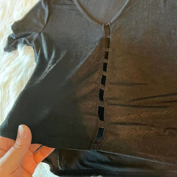Eloquii Black Top Shirt Blouse Short Sleeve‎ Sheer Cutouts Size Women 14/16 NWT - Picture 5 of 10